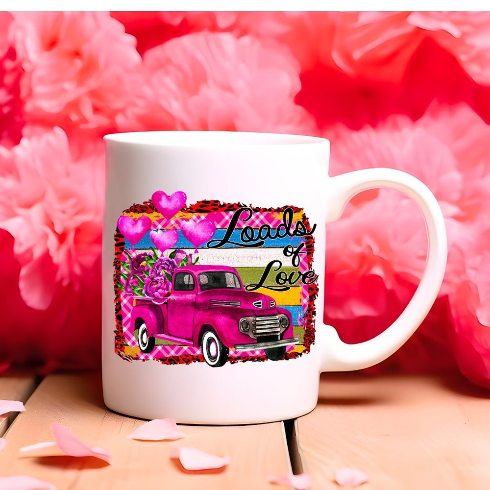 Valentine Truck Mug Valentines Day Loads of Love Southwestern Coffee Cup - Picture 1 of 4